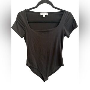 Gaze Black Fitted Short Sleeve Bodysuit